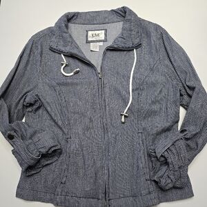 Live a Little Women's Navy Striped Utility Jacket